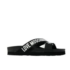 LOVE MOSCHINO LOGO BANDED BLACK SANDAL