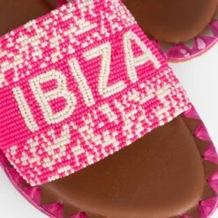 DE SIENA IBIZA BEADED FUSCHIA FLATS -Exclusive Shoes Store DE SIENA IBIZA BEADED PINK SANDAL 1