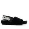 LOVE MOSCHINO FAUX-FUR LOGO STRAP SANDALS