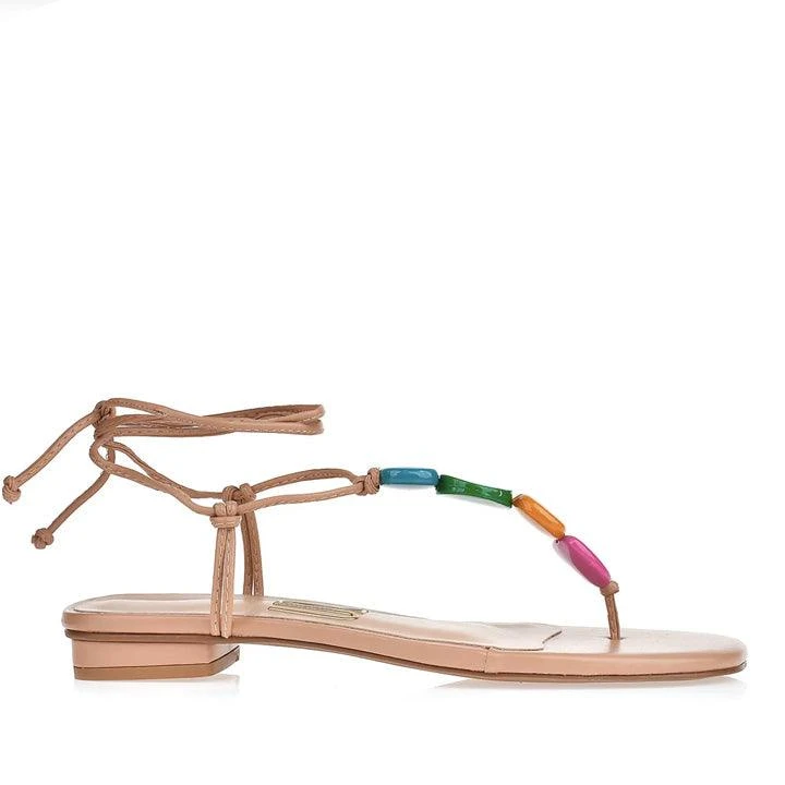 UZA BEIGE PEARLS SANDALS 1 UZA BEIGE PEARLS SANDALS