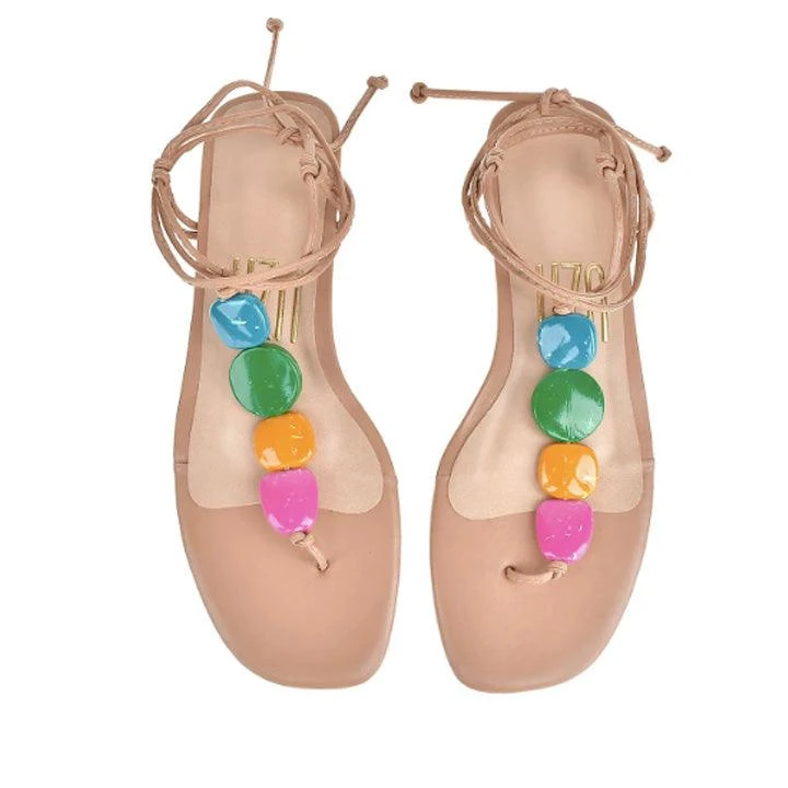 UZA BEIGE PEARLS SANDALS 2 UZA BEIGE PEARLS SANDALS - Image 2