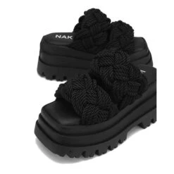 NAKED WOLFE VENICE BLACK ROPE SLIPPERS -Exclusive Shoes Store blackrope3