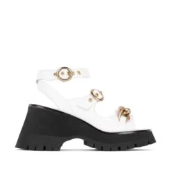 JEFFREY CAMPBELL CRUNCHED PLATFORM SANDAL WHITE