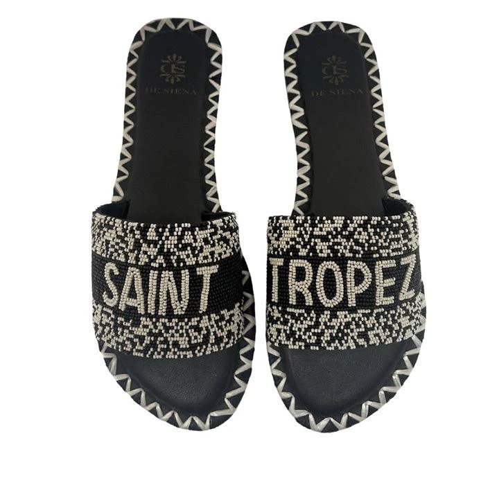 DE SIENA SAINT TROPEZ BEADS B&W FLATS